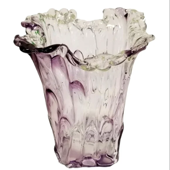 RARE signed Adam Jablonski Orignal. Amethyst colored crystal vase. - Picture 1 of 8